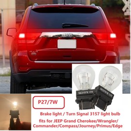 3157/3457 tail/brake light bulb/Turn Signal Bulbs(12V 27/7W 2200K) fits for Jeep Grand Cherokee Wrangler Commander Compass Journey Primus Edge -(Pack of 2)