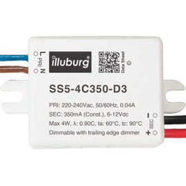 illuburg LED Transformer Dimmable Triac 350mA Constant Current 2W - 4W LED Power Supply Driver Transformer Driver