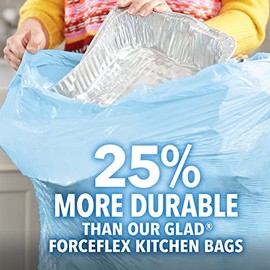 Glad Bolsas de basura ForceFlexPlus - Bolsas de basura altas con cordón para cocina, 13 galones, brisa Febreze junto a la playa, 34 unidades