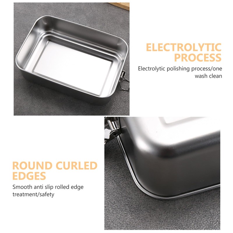 ONEVER Stainless Steel Lunch Box, Lunchbox with Lock Clip, 1400ml