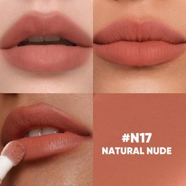 Judydoll Cushion Lip Powder Cream, Matte Lip Glaze, Smooth Lip Mud, Waterproof, Long-lasting, Not Easy to Fade, Non-stick Cup, Cosmetics, Makeup, Mothers Day Gift - Color: N17 Natual Nude