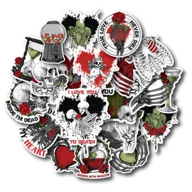 Gothic Love Stickers Pack, 20pcs Romantic Skull and Rose Gothic Girl Style Waterproof Stickers Vinyl Decals for Journals, Laptops, and Scrapbooks