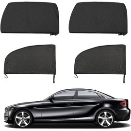 4Pcs Stretchable Breathable Sunshades for Car Windows - Sun Shade Curtain, Soft Rear Side Window Cover, Privacy Curtains, Mesh Side Window Cover