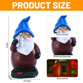 kaiwern Garden Decor, Solar Outdoor Statues Gnome, Resin Gnome Standing on Highland Illuminate Ladybug, Lawn Decor for Patio, Balcony, Yard Ornament, Best Garden Gifts for Mothers Day, Housewarming