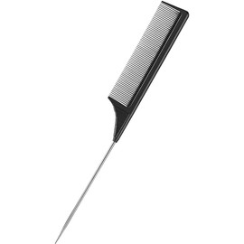 Punta Belleza I Peine de Cola Profesional de Fibra de Carbono Antiestático y Resistente al Calor Ideal para Alisar, Texturizar y Aplicar Tinte Uso en Peluquería, Barbería y en Casa Color Negro Unisex