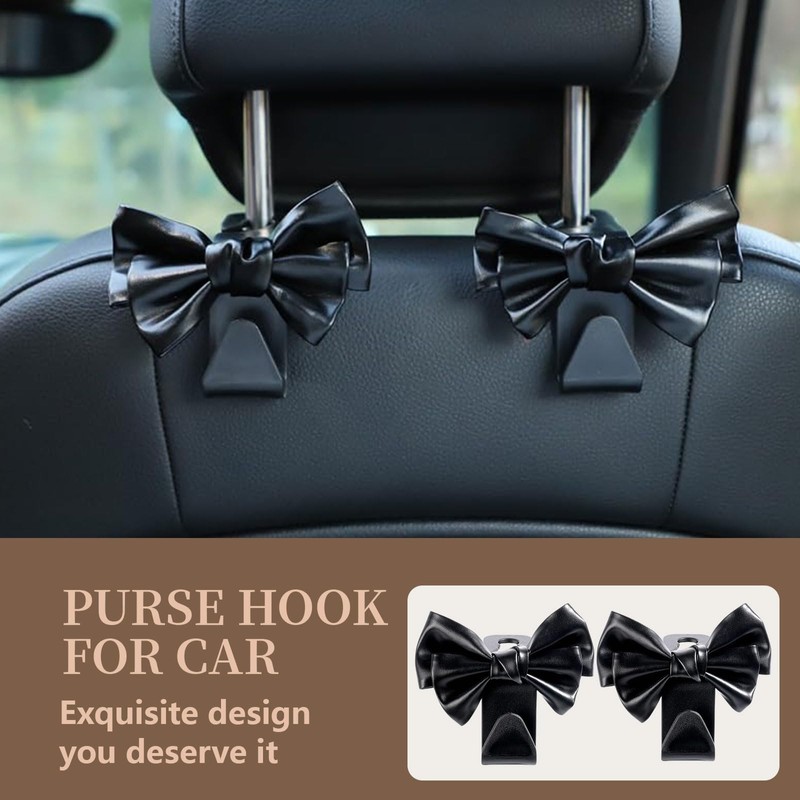 TELAIN 2-Pack boot organiser, Car Hook cute Bow Headrest Hanger