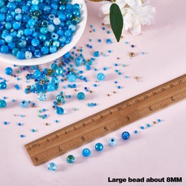 BEEFLYING 1 Pack Assorted Glass Beads for Jewelry Making Adults Glass Crystal Beads Bulk Including 8mm Beads for DIY Jewelry Bracelet Neckalce Phone Lanyard Making Crafts Accessorie (Lake Blue)