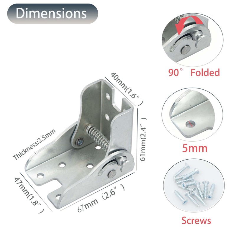 4Pack Folding Legs Support Bracket 90° Self Locking Hinge,Silver Foldable