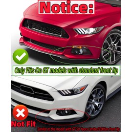 NEESPOC Front Bumper Lip Splitter Spoiler Compatible with Ford Mustang Ecoboost/ V6/ GT 2015 2016 2017 Gloss Black 3pcs Air Chin Body Kit Exterior Accessories