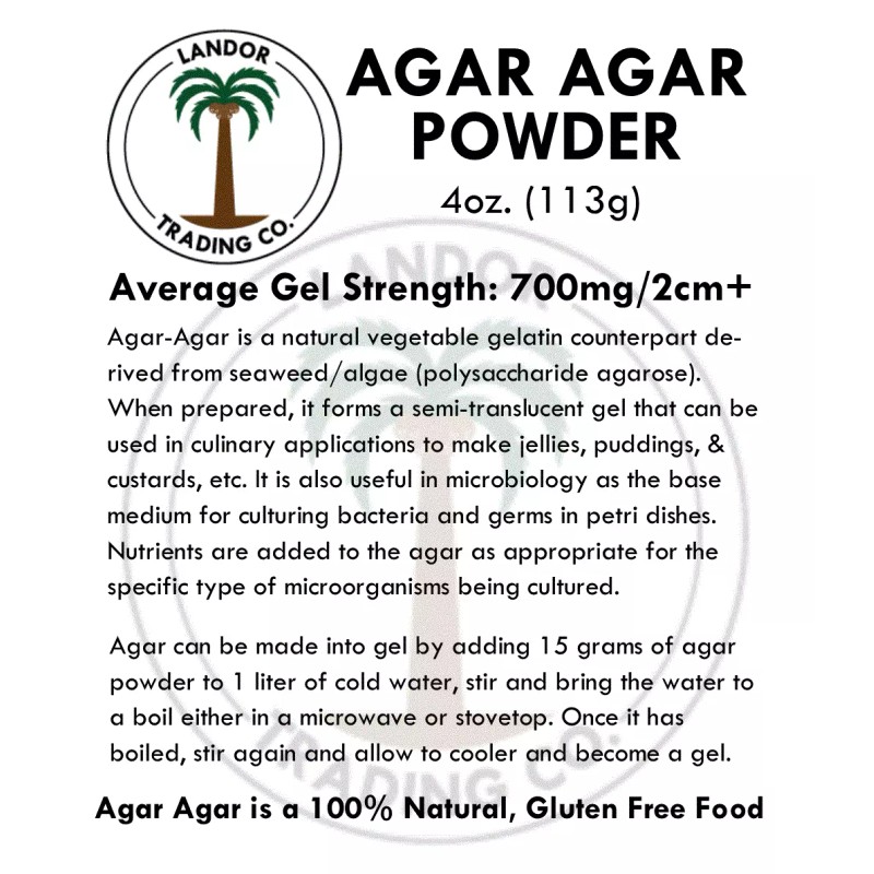 Landor Trading Company Agar Agar Powder 4oz (113 grams) -