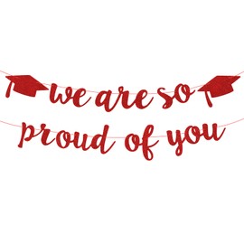 2025 Graduation Decorations Pre-Strung Blingbling We Are So Proud of You Banner Glitter Graduation Garland for Class of 2025 High School College Grad Party (Purplish Red)