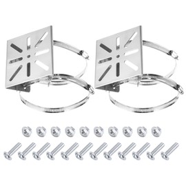 PATIKIL Vertical Pole Mount Bracket 4.1 Inch, 2 Pack Universal Dome Vertical Pole Stainless Steel Mounting Bracket for House Safety, Silver