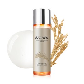 RAZUYEN Rice Toner 200ml, Milky Toner with Aloe Leaf Water, Niacinamide and Centella Asiatica, Glowing, Soothing and Hydrating Toner for Dry and Sensitive Skin, Alcohol Free, Fragrance Free, Vegan