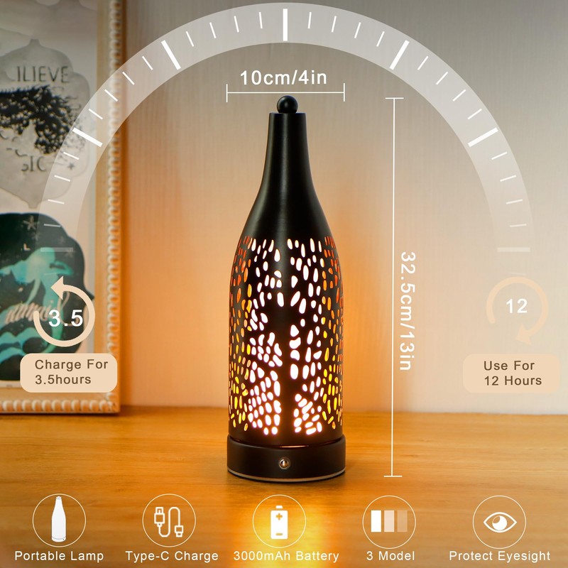 TRIROCKS Cordless Ambience Lantern Outdoor Table Lamp Rechargeable Battery Operated