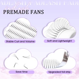 FADLASH Premade Lash Fans D Curl Premade Fans Eyelash Extensions 3D 0.10 Volume Lash Fans Premade Handmade Premade Lash Extensions Fans (3D-0.10D-8-14mm)
