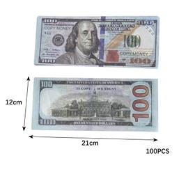 CHUNLINLAODA 100 Pcs $100 Prop Money Fake Notes, Fake Money, Toy Money, 100 Dollar Bills, Children Dollars Items, For Movies, Advertising, Play, Birthday Party, Fancy Dress, Play Board Games