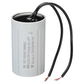 uxcell CBB60 7uF Running Capacitor AC 450V 2 Wires 50/60Hz Cylinder 60x35mm