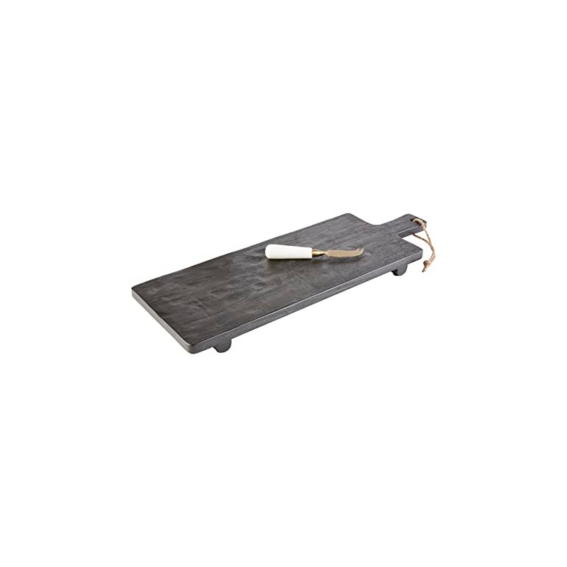 Mud Pie Black Footed Serving Board Set; board 8" x