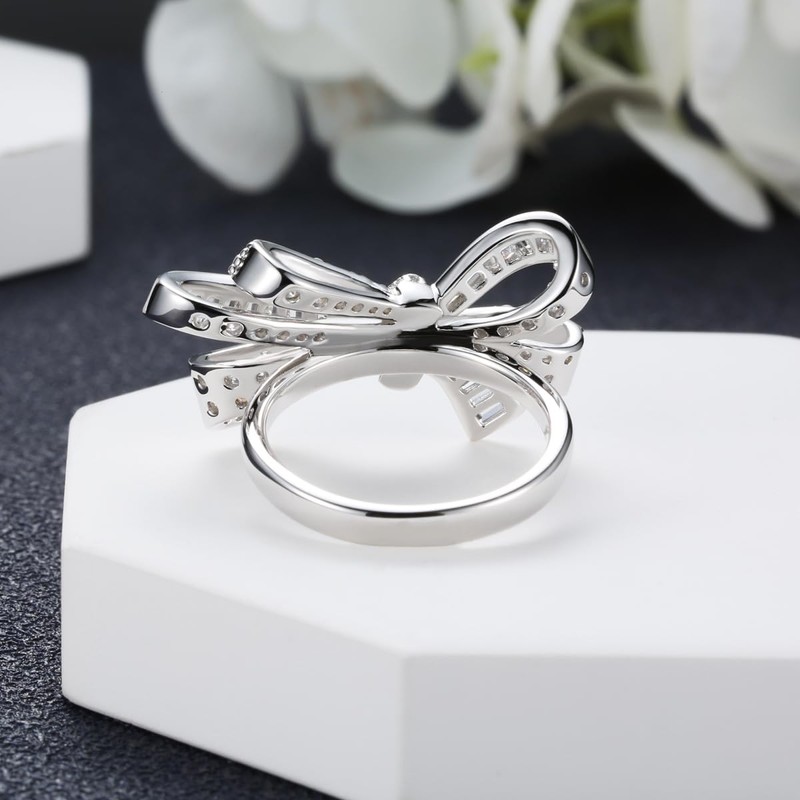 Hsitgexf Bow Rings Infinity Wedding Bands Rings for Women Baguette