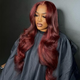 YOKADA HAIR 13x6 Deep Parting Lace Front Human Hair Wig Reddish Brown Color HD Transparent Lace Hair with Clean Hairline for Black Women 180% Density Hair (16inch, 13x6 lace front wig)