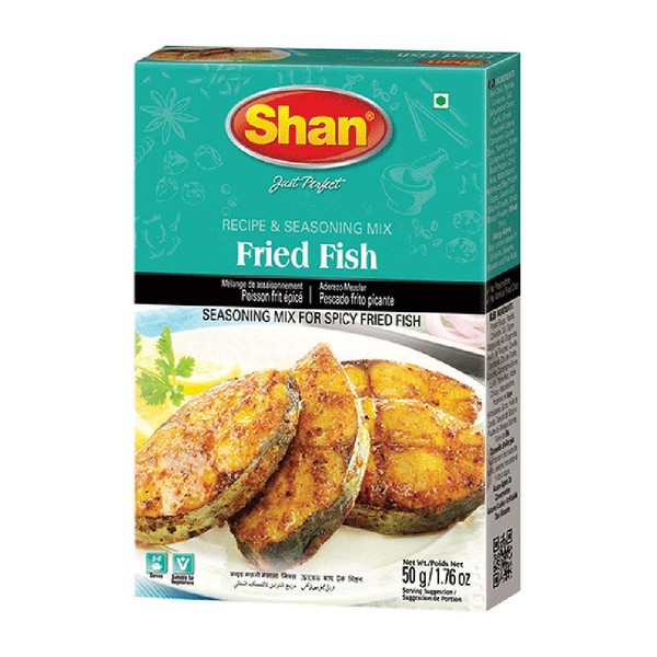 Shan Fried Fish Recipe and Seasoning Mix 1.76 oz (50g) - Spice Powder for Traditional Spicy Fried Fish - Suitable for Vegetarians - Airtight Bag in a Box