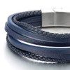 COOLSTEELANDBEYOND Mens Womens Multi-Strand Navy Blue Braided Leather Bracelet Wristband