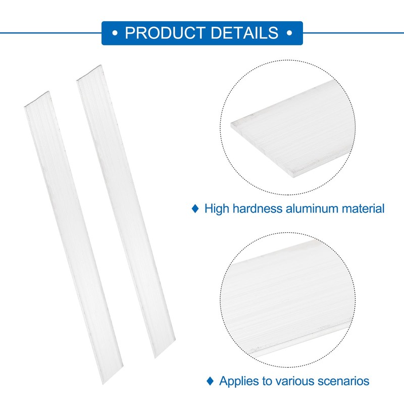 MECCANIXITY 6 Pcs Square Aluminum Flat Bar, 3/32" (2mm) Thick
