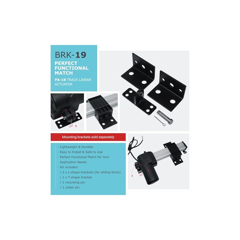 Progressive Automations Mounting Bracket BRK-19 Set for Linear actuators, Made