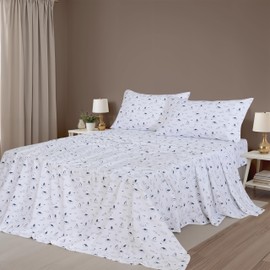 ZOYER Flannel Sheets California King Size - Soft & Comfy Deep Pocket Cotton Flannel Bedding, Fitted Up to 16", Double Brushed Cal King Bed Sheets Set, 4 Pieces, Penguin Peg