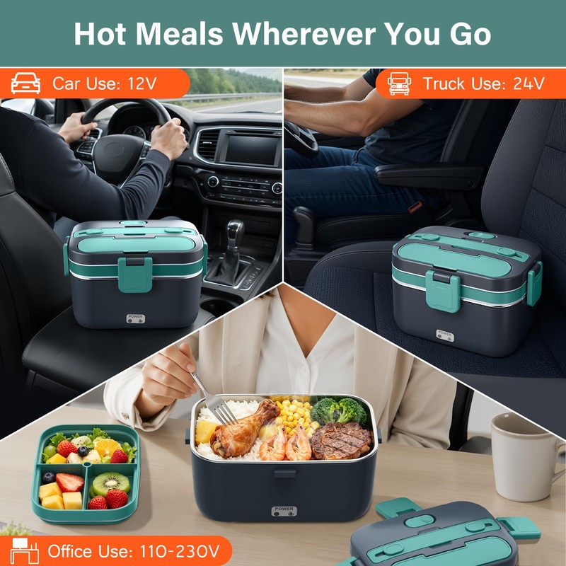PETYDOOT 2.8L Electric Heated Lunch Box 100W Portable Food Warmer