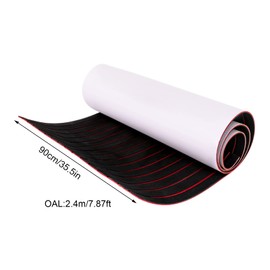 Eapmic EVA Faux Teak Decking Sheet for Fish Boat Yacht Non-Slip Marine Flooring Mat (Black with red Stripes, 94.5"x35.4")