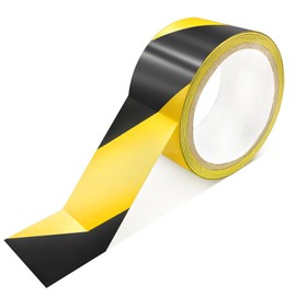 TEAONE Warning Tape, 1 Roll Black & Yellow Tape for Walls, Steps, Pipes, Equipment (4.8cm x 16m)