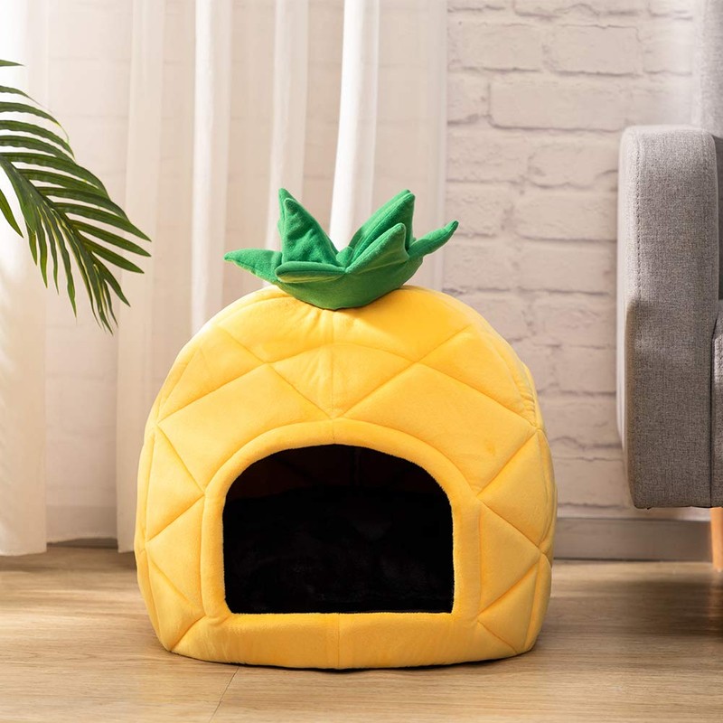 Hollypet Cozy Pet , Warm Cave Nest Sleeping Bed Pineapple