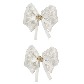 Xansema 2pcs Lace Hair Bows for Girls,Cute Bows Alligator Hair Clip Hair Barrettes Accessories for Teens Girls Kids (White)