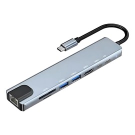 MR. GADGETS Hub Adaptador 8 en 1 USB-C, USB 3.0, Ethernet HDMI, USB-C PD 100W, RJ5100MBPS, Puerto SD Card, TF Card, Adaptador Multipuerto Portátil,...