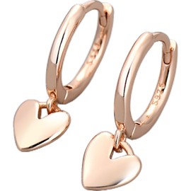 Small Love Heart Drop Earrings Hoop for Women Teens Heart Hoop Earrings (Rose Gold, One size)