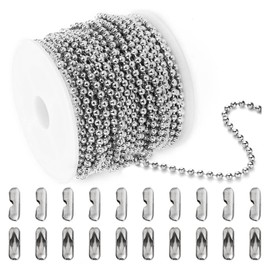 Stainless Steel Ball Chain, Chains Jewelry Making Supplies, DIY Craft Kit for Adults, Ball Chain Necklace Bulk for Making Jewelry Necklace Earring Bracelet Findings, 2.4mm Diameter, 16.40 Feet