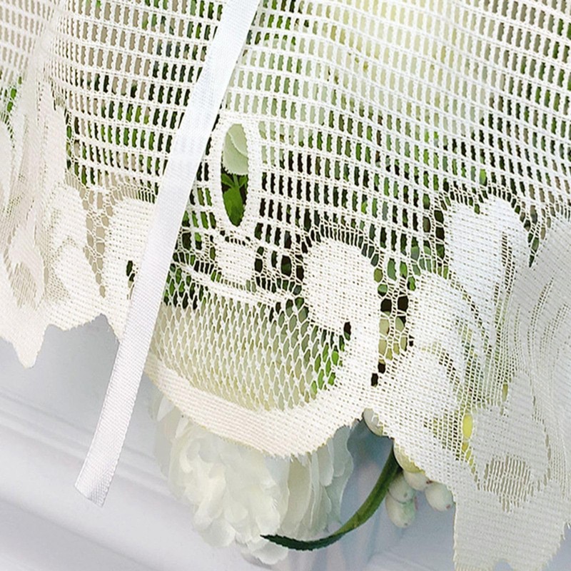 Maritown Swag Curtains Lace Valances Semi Sheer Floral Kitchen Window