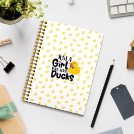 RUNMESS Duck Notebook, Just a Girl Who Loves Ducks Notebook Journal, Duck Gifts, Duck Gifts for Duck Lovers, Duck Gifts for Women, Duck Themed Gifts, Cute Notebook, Spiral Notebook 5.5x8.3 Inches