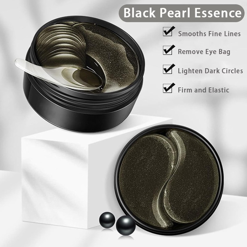 Parches Para Ojos De Perla Negra, Gel Patches 60 Piezas