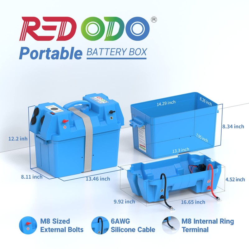 Redodo Portable Battery Box, Group 24-27 12V battery box, Max.