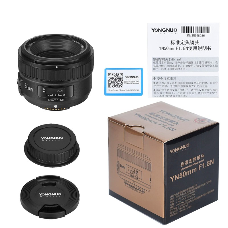 YONGNUO YN50mm F1.8, lente de enfoque automático Prime estándar para