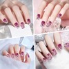 24PCS Press on Nail Medium Square Glass Wine Red Color