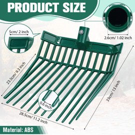 Lasnten 6 Pack Manure Fork Replacement Heads 12 Tines Heavy Duty Pitchfork Heads with Screws & Nuts Durable Horse Manure Rake for Picking up Grass Hay Animal Waste (Green)