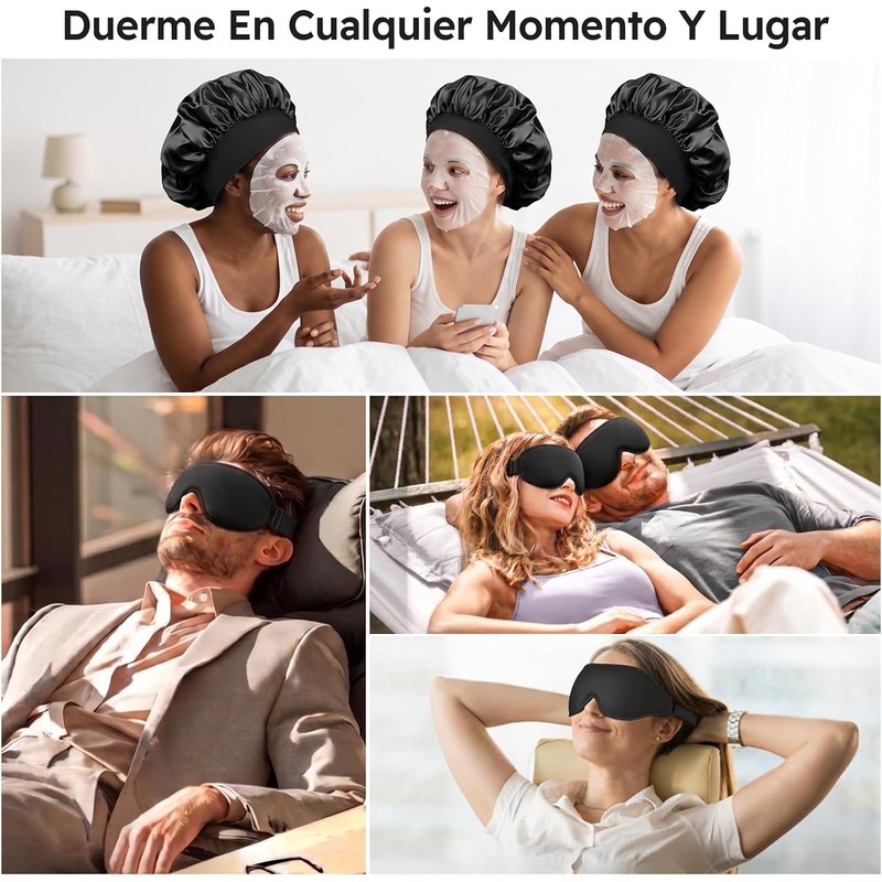 Kit de Sueño Profundo, Antifaz para Dormir 3D 100% Oscuridad