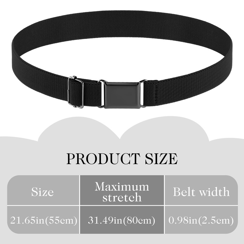 TIESOME 2PCS Adjustable Kids Elastic Belts, Stretch Waist Belts Black