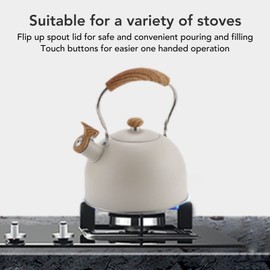 Whistling Kettle with Wooden Handles, 2.5L Tea Kettle for Stove Top Stainless Steel Camping Kettle for Induction Gas Stove, for Kitchen Camping Fishing Workshops Garages