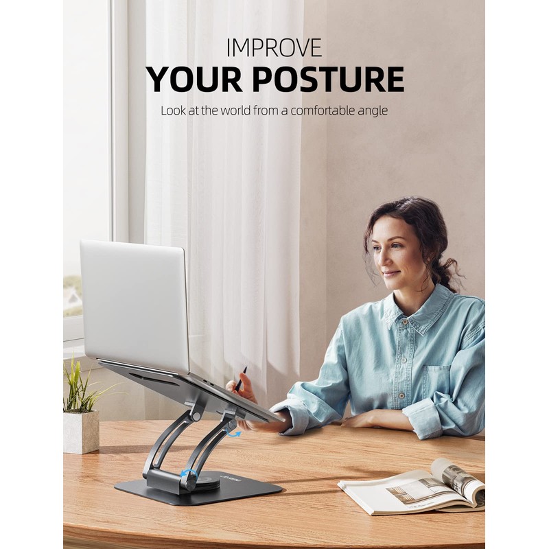 Nulaxy 360° Rotating Laptop Stand for Desk, Ergonomic Notebook Riser