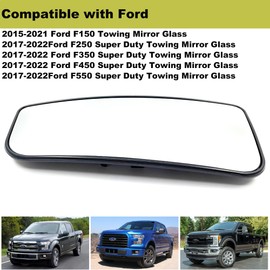 FL3Z17K707V Left Driver Side Heated Lower Glass Replacement For 2015-2022 Ford F150 F250 F350 F450 F550 Super Duty Truck Mirror - Side View Heated Convex Mirror with Rear Holder