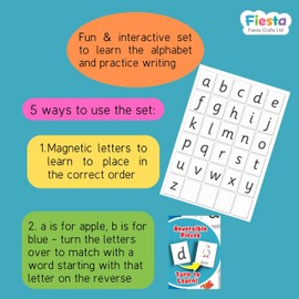 Magnetic First Writing by Fiesta Crafts - Magnetic Letters and Pictures For Faster Learning - Overwrite letters on the Magnetic Board - Make Words and Sentences - Fun and Educational
